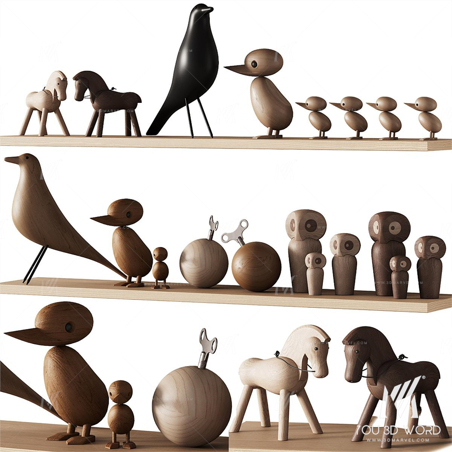 369 nursery decoration 01 decorative wooden toys set 01